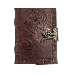 Handmade Leather Bound Journal Vintage Writing Notebook For Women and Men with Lock & Engraved Rose Gift Art Travel Diary Book of Shadows Notebooks To Write (7 by 5 Inches) Handmade Leather Bound Journal Vintage Writing Notebook For Women and Men with Lock & Engraved Rose Gift Art Travel Diary Book of Shadows Notebooks To Write (7 by 5 Inches)