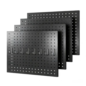 4-Pack Heavy-Duty Metal Pegboard Organizer Kit - 16"x12" Black Steel Wall Control Panels with 8 Hooks for Garage Tools, Craft Rooms, and Home Office Storage 4-Pack Heavy-Duty Metal Pegboard Organizer Kit - 16"x12" Black Steel Wall Control Panels with 8 Hooks for Garage Tools, Craft Rooms, and Home Office Storage