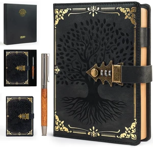 Journal with Lock with Pen, Refillable Diary with Lock A5 Black Journal with Lock with Pen, Refillable Diary with Lock A5 Black