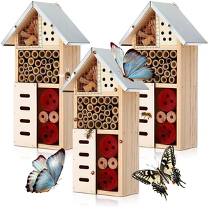 Maitys 3 Pcs Wooden Mason Insect Bee Hotel Butterfly House Natural Ladybug House Bug Hotel for Garden Outdoor Butterfly Ladybugs Live Bee Box Attracts Pollinators, 10 x 5.5 x 2.5 Inch Maitys 3 Pcs Wooden Mason Insect Bee Hotel Butterfly House Natural Ladybug House Bug Hotel for Garden Outdoor Butterfly Ladybugs Live Bee Box Attracts Pollinators, 10 x 5.5 x 2.5 Inch
