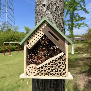 Wooden Insect Hotel for Garden, Natural Wood, Bee House and Ladybug House, Pollinator Bug Hotel to Attract Beneficial Insects Wooden Insect Hotel for Garden, Natural Wood, Bee House and Ladybug House, Pollinator Bug Hotel to Attract Beneficial Insects
