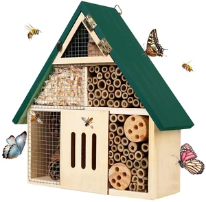 Bee House Hanging Insect Hotel Natural Wooden Bee Hotel for Outdoors, DIY Insect Shelter for Garden, Yard, or Balcony Attracts Pollinators Like Bees, Butterflies & Ladybugs Bee House Hanging Insect Hotel Natural Wooden Bee Hotel for Outdoors, DIY Insect Shelter for Garden, Yard, or Balcony Attracts Pollinators Like Bees, Butterflies & Ladybugs