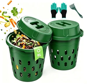 2-Pack Inground Worm Composter, 8L Underground Worm Farm with Aeration & Animal-Proof Lid, Food Waste Recycler for Garden Beds, Easy for Beginners, Green 2-Pack Inground Worm Composter, 8L Underground Worm Farm with Aeration & Animal-Proof Lid, Food Waste Recycler for Garden Beds, Easy for Beginners, Green