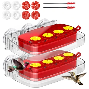 2 Pack Window Hummingbird Feeder with Strong Suction Cup, Plastic Hummingbird Feeders for Outdoors, Built-in Moat,Easy to Clean and Refil (10oz) (2, Red) 2 Pack Window Hummingbird Feeder with Strong Suction Cup, Plastic Hummingbird Feeders for Outdoors, Built-in Moat,Easy to Clean and Refil (10oz) (2, Red)