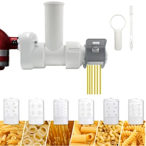 Pasta Maker Attachment for Kitchen aid Stand Mixers with 6 Interchangeable Different Shapes of Pasta Outlet and Cleaning Brush, Durable Pasta Press Attachments (White) Pasta Maker Attachment for Kitchen aid Stand Mixers with 6 Interchangeable Different Shapes of Pasta Outlet and Cleaning Brush, Durable Pasta Press Attachments (White)