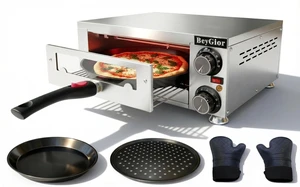 Electric Pizza Oven Indoor,12 inch Countertop Pizza Maker with Viewing Window,Stainless Steel Commercial Pizza Oven, Removable Handle,Dual Baking Trays and Oven Mitts Electric Pizza Oven Indoor,12 inch Countertop Pizza Maker with Viewing Window,Stainless Steel Commercial Pizza Oven, Removable Handle,Dual Baking Trays and Oven Mitts
