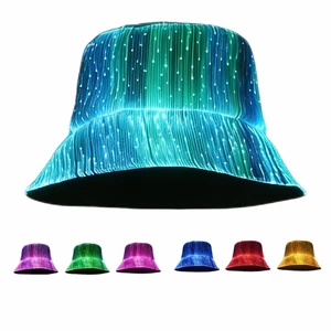 LED Light Up Fiber Optic Bucket Hat, 7 Colors Rechargeable Rave Hat LED Light Up Fiber Optic Bucket Hat, 7 Colors Rechargeable Rave Hat