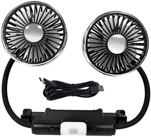 Dual Head Car Fan USB Powered, 3 Speed Adjustable 360° Rotatable Cooling Air Fan with 2 LED Lights for Dashboard SUV RV Truck Sedan Home Office, Portable Rear Seat Fans for Kids Dual Head Car Fan USB Powered, 3 Speed Adjustable 360° Rotatable Cooling Air Fan with 2 LED Lights for Dashboard SUV RV Truck Sedan Home Office, Portable Rear Seat Fans for Kids