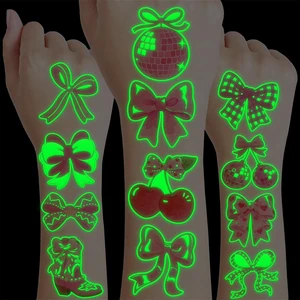 96 PCS Pink Bow Luminous Pre-Cut Temporary Tattoos for Kids