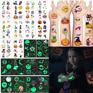 20 Sheets Glow in The Dark Halloween Temporary Tattoos Stickers Luminous Bat Moon Pumpkin Face Ghost Witch Fake Tattoo Halloween Party Makeup Supplies Decorations for Women Men 20 Sheets Glow in The Dark Halloween Temporary Tattoos Stickers Luminous Bat Moon Pumpkin Face Ghost Witch Fake Tattoo Halloween Party Makeup Supplies Decorations for Women Men