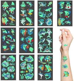 Luminous Shark Temporary Tattoos,10 Sheet Glow in the Dark Shark Birthday Decorations Ocean Animal Under Sea Tattoo Stickers Birthday Gifts Party Favor Supplies Luminous Shark Temporary Tattoos,10 Sheet Glow in the Dark Shark Birthday Decorations Ocean Animal Under Sea Tattoo Stickers Birthday Gifts Party Favor Supplies