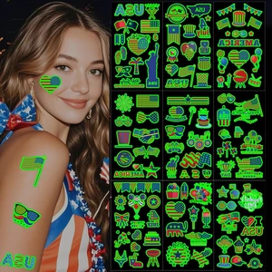 Glow in The Dark 4th of July Temporary Tattoos, 120 Pcs Patriotic Luminous Stickers, American Flag Red White Blue Decorations, USA Glow Party Favors for Independence Day, Memorial Day, Labor Day Glow in The Dark 4th of July Temporary Tattoos, 120 Pcs Patriotic Luminous Stickers, American Flag Red White Blue Decorations, USA Glow Party Favors for Independence Day, Memorial Day, Labor Day