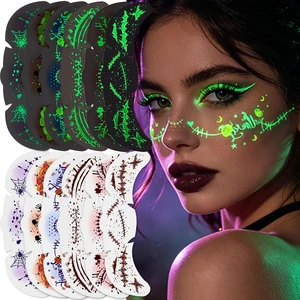 Glow Dark Halloween Face Tattoos 6 Sheets Scary Freckle Stickers Glow Dark Halloween Face Tattoos 6 Sheets Scary Freckle Stickers