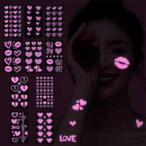 UV Neon Temporary Tattoos 170 Pieces Pink Heart Shaped Shimmer Designs Love Glow In The Dark Tattoos Stickers Flash Fake Waterproof Tattoos for Women Men Body Face Art UV Neon Temporary Tattoos 170 Pieces Pink Heart Shaped Shimmer Designs Love Glow In The Dark Tattoos Stickers Flash Fake Waterproof Tattoos for Women Men Body Face Art