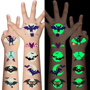 Halloween Luminous Bat Temporary Tattoos for Kids - 10 Sheets Glow In The Dark Halloween Bat Theme Tattoos for Boys and Girls, Halloween Cosplay Face Makeup Accessories Holiday Party Gifts Halloween Luminous Bat Temporary Tattoos for Kids - 10 Sheets Glow In The Dark Halloween Bat Theme Tattoos for Boys and Girls, Halloween Cosplay Face Makeup Accessories Holiday Party Gifts