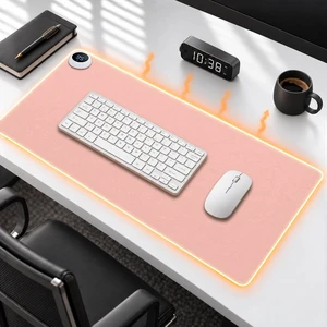 Large Heated Desk Pad, Smart Temp Control, 5-Level Heat Mouse Pad, Pink Large Heated Desk Pad, Smart Temp Control, 5-Level Heat Mouse Pad, Pink