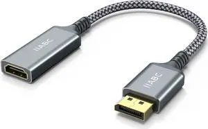 4K DisplayPort to HDMI Adapter Cable Gold-Plated Uni-Directional Display Port DP to HDMI Screen Converter (Male to Female) Compatible for  HP  GPU AMD NVIDIA More Passive