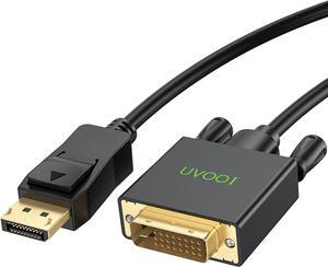 UVOOI DisplayPort to DVI Cable 6.6 Feet, Display Port (DP) to DVI-D Male to Male Cable Adapter Compatible with PC, Laptop, HDTV, Projector, Monitor, More- Gold-Plated