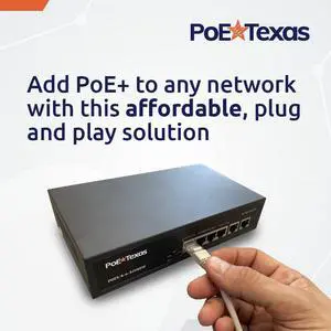 PoE Texas PoE Switch 4 Port - 802.3af/at Power Over Ethernet with 4 PoE+ Ports, 2 LAN Uplink, VLAN & Extender - 65W High Speed Unmanaged Wired Network Switch - Security Cameras, WAPs & More