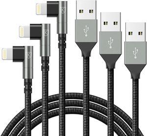 90 Degree iPhone Charger 6FT [Apple MFi Certified] 3Pack Fast Charging Cables Cord 6Feet Right Angle Nylon Braided USB Lightning Cable for iPhone 14/13/12/11/Pro/Max/Mini/X/Plus/8/7/6/5S/Plus/iPad