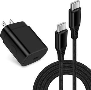 25W Super Fast Type C Charger USB C Charging Block for Samsung Galaxy A15 A16 A54 A35 S25 Ultra S25+ A56 S24 FE A14 5G S23 Ultra S22 S21 Z Flip 6 Fold 6,Wall Plug Box+6FT C Andriod Phone Charger Cable