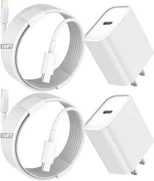 iPhone Fast Charger Extra Long iPhone Charger Fast Charging 10Foot 2Pack i Phone Chargers 10FT USB C to Lightning Cable Cord Adapter for iPhone 14 Pro Max/14 Plus/13 Mini/13/12/11/X/XR/SE/iPad/AirPods