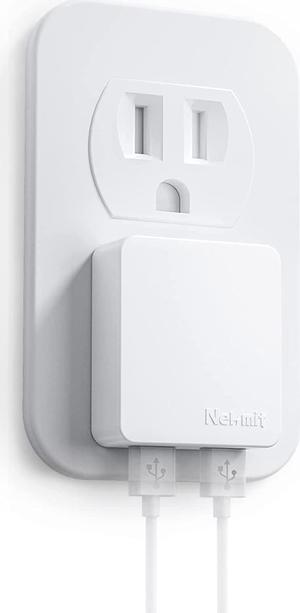 Dual Port Ultra Thin Flat USB Wall Charger with Smart IC White