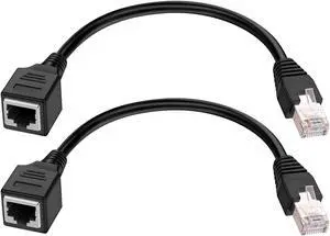 iGreely Ethernet Extension Cable 2Pack Ethernet LAN Male to Female Network Cable RJ45 Cat6 Extension Patch Cable Extender Cord 1FT/30CM CAT6
