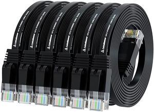 Cat 6 Ethernet Cable 10ft 5Pack (at a Cat5e Price but Higher Bandwidth) Cat6 Internet Network Cables - Flat Ethernet Patch Cable Short - 10 ft Computer Cable Black