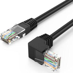 CableCreation CAT6 Ethernet Patch Cable RJ45 LAN Cable Gigabit Network Cord 90 Degree Downward Angled, Bandwidth up to 250MHz 1Gbps for PC, Router, Modem, Printer, Xbox, PS4, PS3, 10 Feet, Black