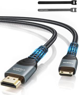 Mini HDMI to HDMI Cable 10FT High Speed 4K x 2K 60Hz Male to Male 4K HDMI Adapter & Cable Tie Compatible with Camera Camcorder Laptop HDTV Raspberry Pi Zero W