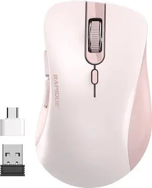 Wireless Mouse 2.4G Silent Computer Mice with USB Receiver & Type-C Adapter Portable Mobile Optical Cordless Mouse for Laptop PC Desktop MacBook 3 DPI Adjustment Levels (Pink) Wireless Mouse 2.4G Silent Computer Mice with USB Receiver & Type-C Adapter Portable Mobile Optical Cordless Mouse for Laptop PC Desktop MacBook 3 DPI Adjustment Levels (Pink)