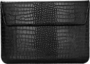 Laptop Case 13.3 inch 13-13.3 inch Laptop Sleeve Compatible with MacBook Air/Pro 13 / Pro 14 HP    Notebook Crocodile Grain PU Leather Flap Case Bag Black