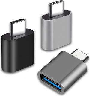 USB C to USB Adapter Type C Thunderbolt 4 OTG Converter USB C Male to USB 3.0 Female Adapter (3-Pack) for Apple MacBook Pro Mac Book iPad  Galaxy S20-S23 and More (Black/Grey/Silver)