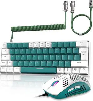 ZIYOU LANG RK-T60 Wired Mechanical Gaming Keyboard and Mouse Combo Mini Portable with Rainbow Backlit 62Key NKRO 6400DPI RGB Honeycomb Mice Coiled Aviator Cable for PS4/PC/WIN Gamer(Green/Blue Switch) ZIYOU LANG RK-T60 Wired Mechanical Gaming Keyboard and Mouse Combo Mini Portable with Rainbow Backlit 62Key NKRO 6400DPI RGB Honeycomb Mice Coiled Aviator Cable for PS4/PC/WIN Gamer(Green/Blue Switch)