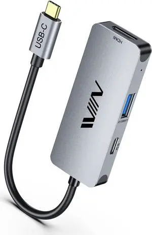 USB C to HDMI Adapter, IVIIN 3 in 1 USB Type C Hub with 4K HDMI, 100W PD,Travel USB C Adapter Compatible for Galaxy S20, iPhone 15, MacBook Pro/Air, iMac, iPad Pro, Surface 8,Thunderbolt 4/3