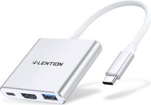 LENTION 3-in-1 USB C Hub with 100W Power Delivery, USB 3.0 & 4K HDMI for 2023-2016 MacBook Pro, New Mac Air/Surface/Chrome/Steam Deck, More, Stable Driver Adapter (CB-C14, Silver)