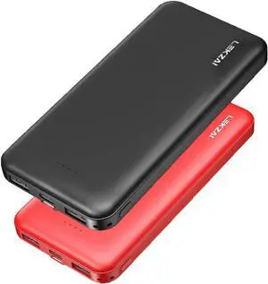 2-Pack 10 000mAh Portable Charger with USB-C (Input Only) Dual USB Output Power Bank Slim Battery Pack Compatible with iPhone Samsung Galaxy and More