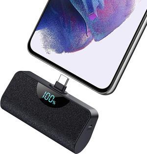 Mini Portable Charger USB C Power Bank, Upgraded 5000mAh PD Fast Charging  Battery Pack Built-in USB-C Connector,LCD Display,Compatible with iPhone