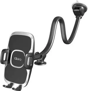 Solid Car Truck Phone Mount Holder with 14-Inch Gooseneck Long Arm Windshield Window Mobile Holders w/Industrial-Strength Suction Cup Anti-Shake Stabilizer Compatible All Cell Phones iPhone