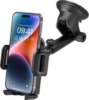 Phone Mount for Car Car Phone Holder Mount with Strong Suction Cup Dashboard Windshield Phone Mount Compatible with iPhone 14 13 12 11 Pro Max Galaxy Note 20 S20 S10 and More