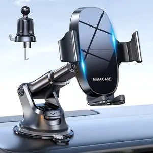 4-in-1 Cell Phone Holder for Car Universal Car Phone Holder Mount for Dashboard Air Vent Windshield Compatible with iPhone 13 Series/iPhone 12 Series/11/XR/Samsung and All Phones Gray