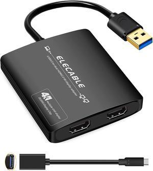 USB 3.0 to Dual HDMI Adapter - 4K+4K 60Hz Ultra HD - Built-in DisplayLink DL6950 Chip - Extend Screen to Multiple Monitor TV Compatible with Windows Mac OS Android Chrome OS Ubuntu(HDMI+HDMI)