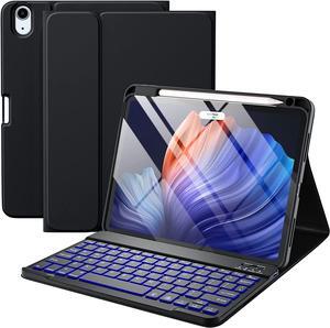 iPad Air 11-inch M2/ 10.9 Inch Air 5th 4th Generation Case with Keyboard - Backlit Wireless Detachable, Folio Cover with Pencil Holder for iPad Air 11 2024/ Air 5 2022/ Air 4 (Black)