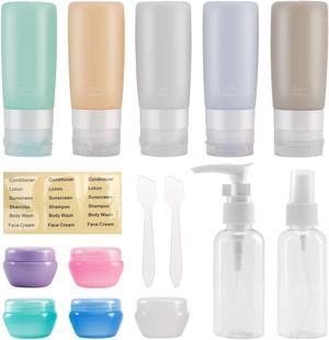 Travel Bottles TSA Approved 15 Pack 2.9oz Silicone Refillable Size Containers BPA Free Travel Tubes Toiletries for Cosmetic Shampoo Cream Conditioner Lotion Soap