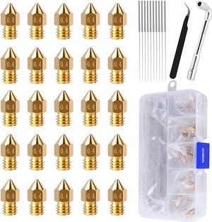 25PCS MK8 Ender 3 V2 Nozzles 0.4MM 3D Printer Brass Hotend Nozzles with DIY Tools Storage Box for Creality Ender 3/Ender 3 Pro/Ender 3 Max/Ender 5 Pro/Ender 3 S1/Ender 3 Neo/CR 10 Series 3D Printer