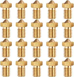 E3D Nozzles, ExcelFu M6 0.4mm Brass Nozzle Extruder Print Head for 1.75mm Filament E3D V5-V6 3D Printer, Pack of 20