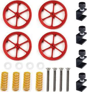 5Aplusreprap Ender-3 Bed Leveling Kit Upgrade: with Ender 3 Springs and Clips for Creatlty Ender 3 Pro, Ender 5/Ender 5 Plus/Pro, CR-10, CR10S/CR 10S Pro 3D Printers, Easy to Install and Level
