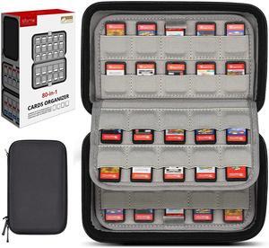 sisma 80 Switch Game Case Compatible with Nintendo Switch or PS Vita Games or SD Cards,Game Cartridge Holders Hard Shell Travel Storage Case Home Safekeeping, Black