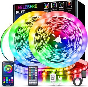 100ft LED Strip Lights, Maylit Ultra Long Music Sync Timing LED Lights for  Bedroom, Kitchen, Bar, Ceiling, Dorm Room Decor with APP and Remote  Control, RGB Color Changing LED Light Strips 